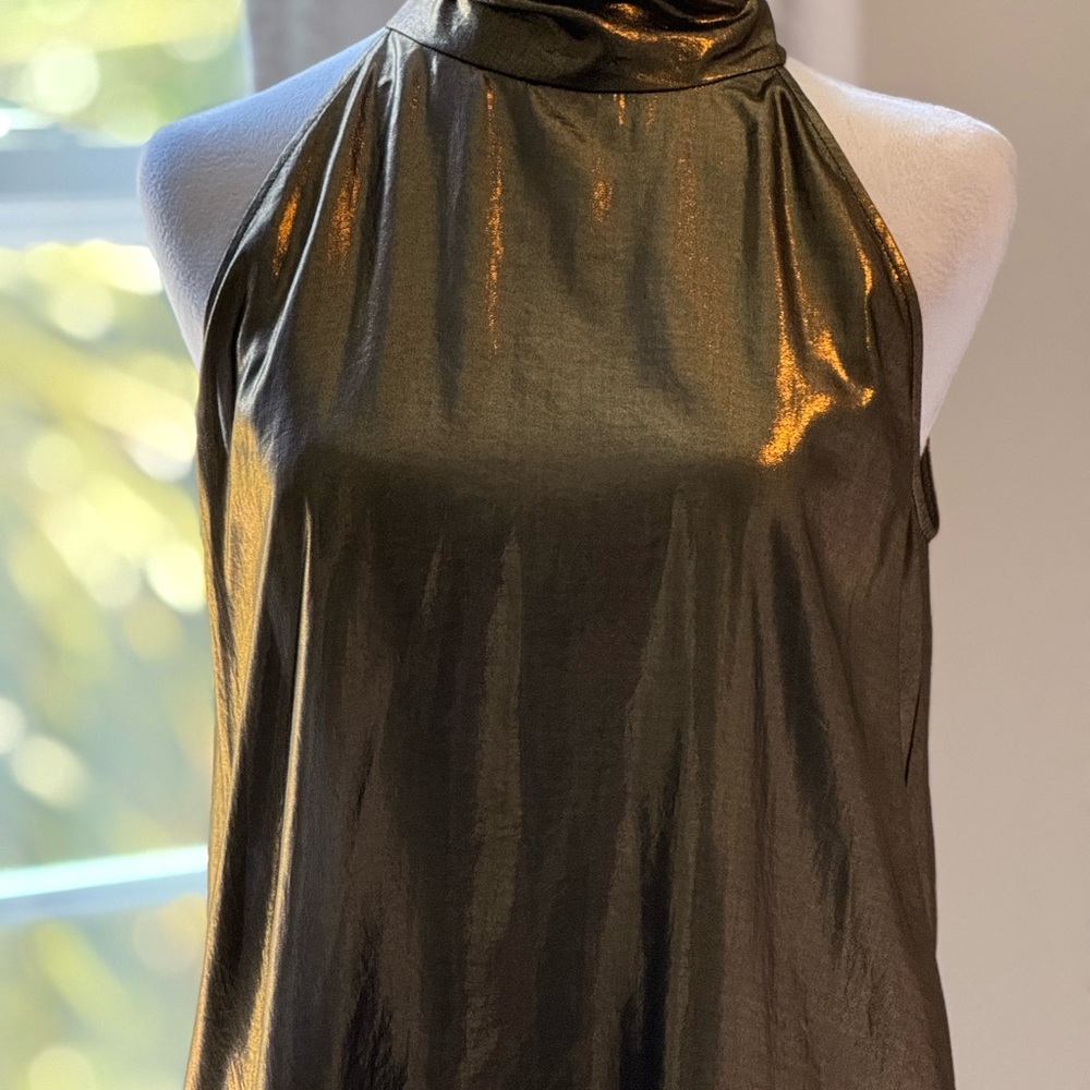 Metallic Halter Top Sleeveless